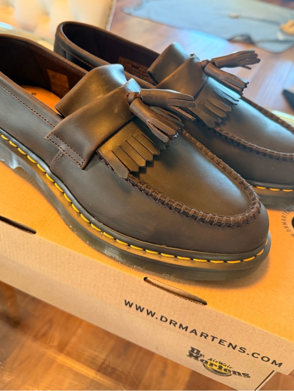 NWB Dr. Martens Crazy Horse Leather Tassel Loafers in Brown